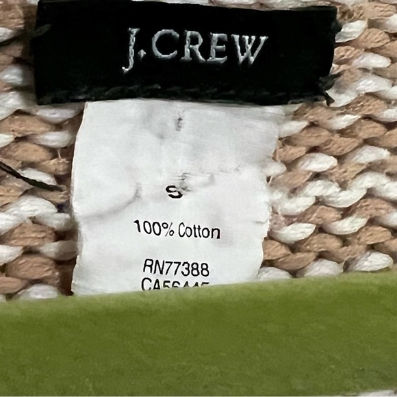 J Crew Tan Striped Cotton V-Neck Sweater Small - Picture 5 of 7